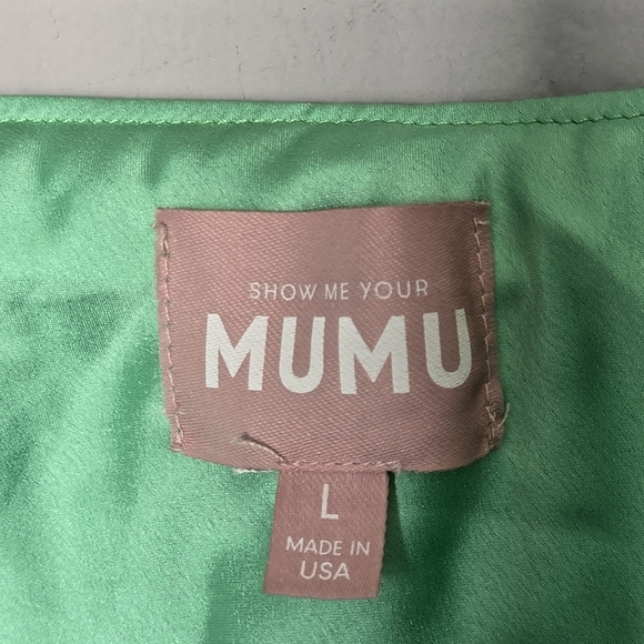 Show Me Your MuMu Taylor Green Silky Strapless Mini Summer Dress Size Large - Picture 9 of 13